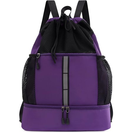 Gymbag med snøring, sportsekk med skoskap og refleksstriper - Lett treningsryggsekk for løping, trening og fitness