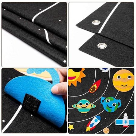 Sol System Planeter Legetøj Filt Flannel Board Historie Sæt Til Børn Genanvendelige Væg Hængende Rum Legetøj Gave(brun)