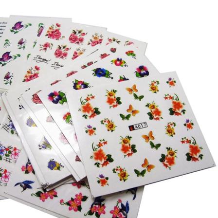 Lot 50 Ark Flower Water Transfer Manikyr Diy Nagelklistermärken A