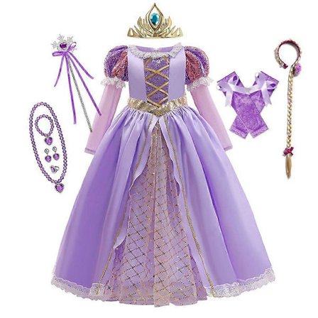 Disney Rapunzel Prinsesse Cosplay Kjole Jente Disney Floke Halloween Fest Vestido Barn Bursdag Jul 2-10T JYF Rapunzel