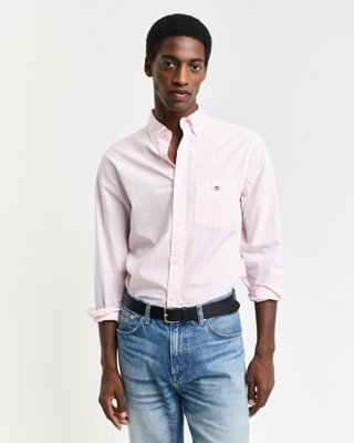GANT - Regular fit gingham poplinskjorte til herre light pink