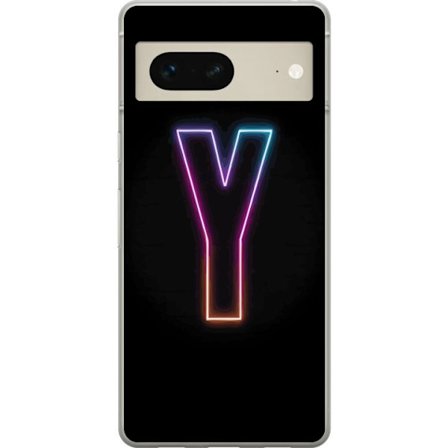 Kompatibelt Mobildeksel til Google Google Pixel 7 Minimalistisk neonbokstav Y i fargeskiftende lys mot svart bakgrunn