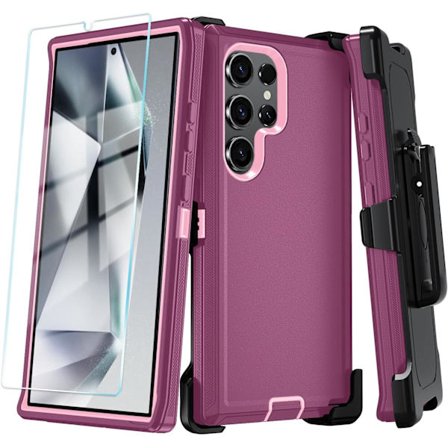 Kompatibel med Samsung GaIaxy S25 Ultra 6,9 tum Skal med HD Skärmskydd, Kraftigt Stötsäkert & Fallsäkert 3-Lagers Telefonskydd