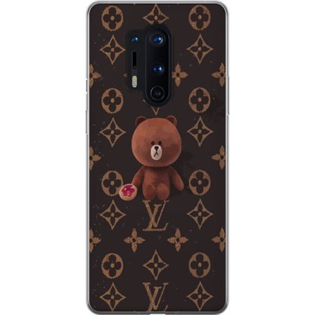 Kompatibelt Mobildeksel til OnePlus OnePlus 8 Pro Søt Bjørn Estetikk på Luksuriøst Monogrammønster