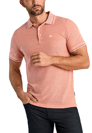 Lindbergh Orangic cotton polo piqué S/S- relaxed fit- regular collar Tröjor Herr Orange M