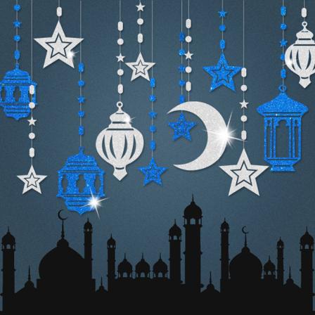 Ramadan Mubarak Takdekorationer för hemmet, 6 st Eid Mubarak H blå