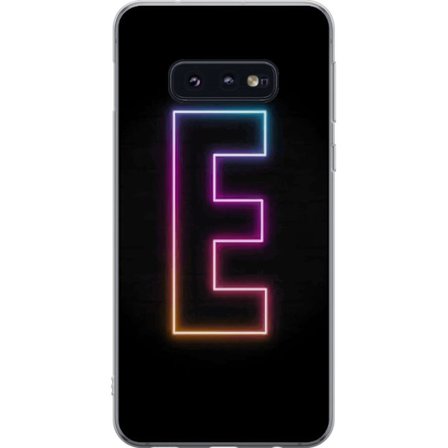 Kompatibel Mobilcover til Samsung Samsung Galaxy S10e Minimalistisk neonbogstav E i lyse farver mod mørk baggrund i moderne og stilren design