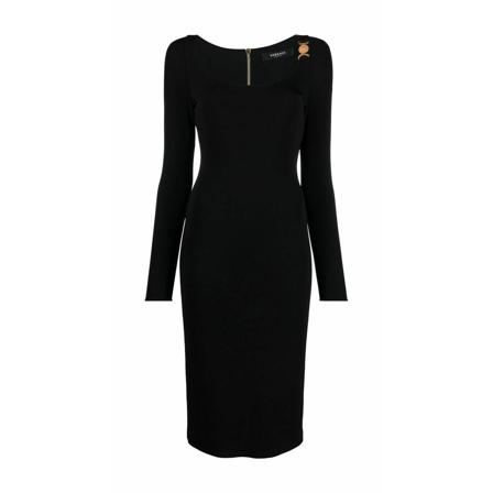 Versace Midi Klänning svart, Dam, Dam, Storlek: 2XS