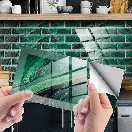 Imitasjon veggfliser grønn marmor Krystallfilm fliser selvklebende gulv klistremerke hjem renovering vegg klistremerker 12 stk 10*20cm