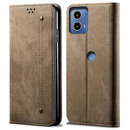Skal för Motorola Edge 50 Fusion 5G Jeans Tyg Textur Läder Magnetisk Stängning Telefonfodral
