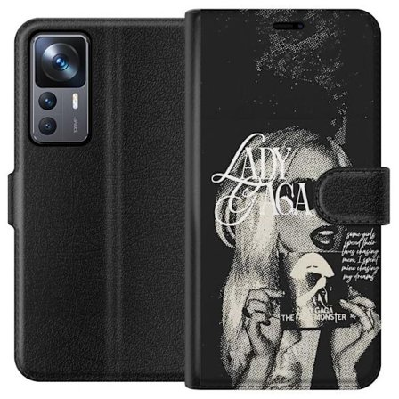 Yhteensopiva Lompakkokotelo Xiaomi 12T Lady Gaga mustavalkoinen retrojuliste aurinkolaseilla ja pop-taide-estetiikalla