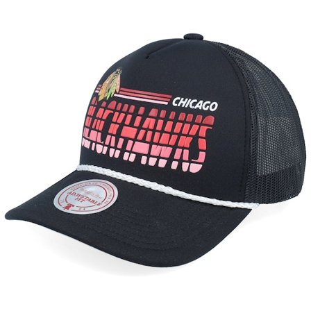 Mitchell & Ness - NHL Noir trucker Casquette - Chicago Blackhawks Graded Black A-frame Trucker @ Hatstore