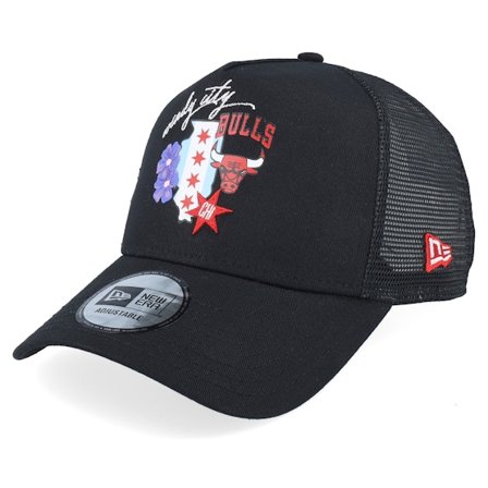 New Era - NBA - Black - trucker - Cap - Chicago Bulls NBA Team Logo Black A-frame Trucker - Hatstore