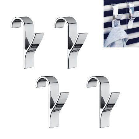 Sarja, jossa 4 ripustuskoukkua, ABS-muovi 2,5 x 10,5 x 7 cm, kromi