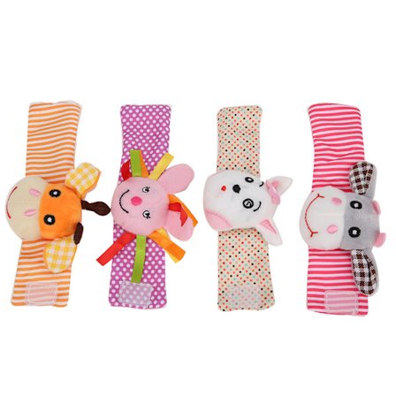 Tecknade Djurmönster Skallra Armband Leksak för 0,2 År Gammal Bebis