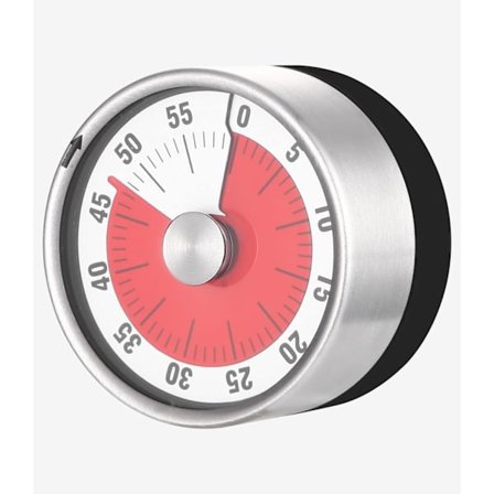 Kitchen Timer, 60 minuters analog visuell timer, mekanisk påminnelse för barn och vuxna (1 st, vit)