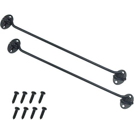 2 stk 30 cm låvedørskrok og øye i rustfritt stål, svart, langt privatliv [BR]_jar