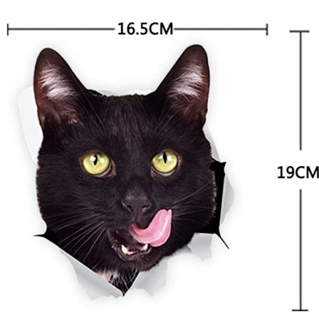 1 stk. (svart katt med tungen ute [16,5*19cm]) 3D-katt veggklistremerke