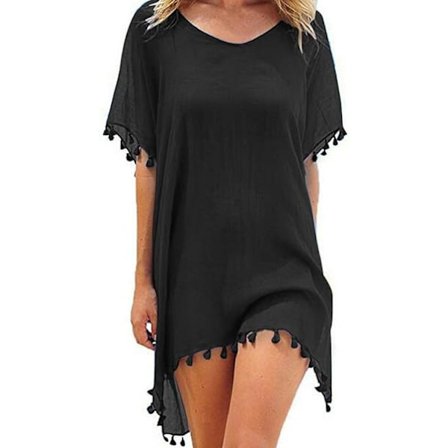 Chiffon Strandtøj Kvinder Strand Bikini Cover Up Kvaster Strandkjole V-hals Badedragt Sommer Casual Badedragt