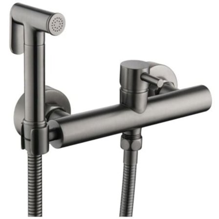 Skjult bidetdusjsett for bad, håndholdt varmt og kaldt vann spray, varmtvannstoalett, svart.pa