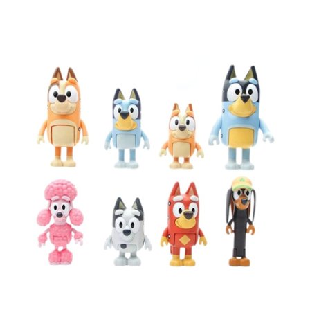 2025 suosittu Bluey Lelu Bluey ja ystävät 8-osainen toimintahahmolelusetti, sopivat lahjat pojille ja tytöille