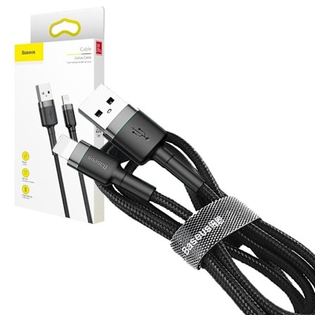 Baseus Cafule-kabel Slitesterk nylonkabel USB / Lightning QC3.0 2.4A 0.5M svart-grå (CALKF-AG1)