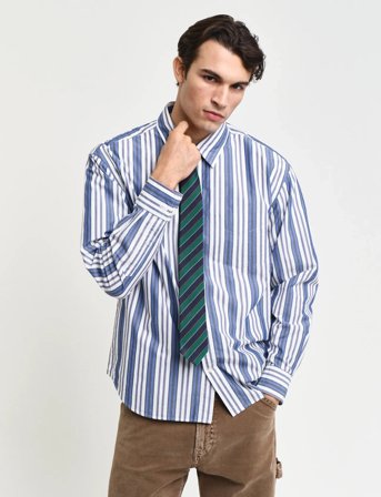 GANT Rel Papery Poplin Stripe Shirt - Blue - XXXL