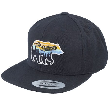Wild Spirit - Go Outside Bear Black Snapback Snapback Black Cap - @ Hatstore
