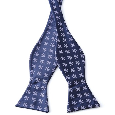 Marineblauwe Fleur-De-Lis Zelfbinder Vlinderdas voor mannen - Zelfbinder vlinderdassen