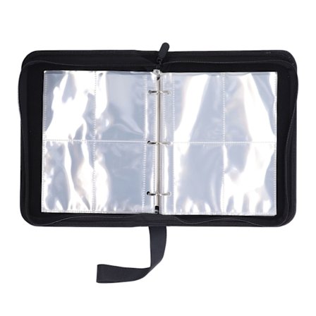 Samlealbum for 4 lommekort med 50 gjennomsiktige sider og glidelåslukking for å forhindre bøyning