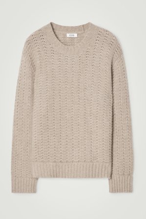 COS Homme Relaxed Pointelle-Knit Cashmere Jumper in Beige