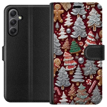 Kompatibelt Plånboksfodral till Samsung Samsung Galaxy S23 FE Mysigt julmotiv med granar, godis och vinterfärger