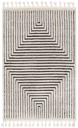 Pequeno Larache Tapete - Branco Creme/Preto 140X200 Em Estilo Moderno