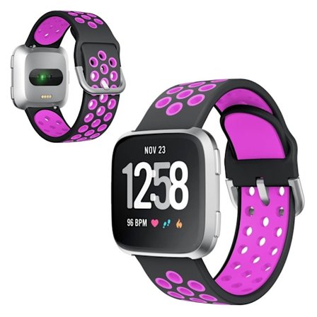 Fitbit Versa / Versa 2 cool silikone Urrem - Sort / Lilla