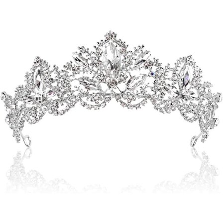 Krystall Tiara Krone, Kobber Zirkon Rhinestone Krone Tiara Innfattet