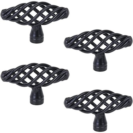 4 stk. antikke møbelhåndtak med skruer Vintage fuglebur f