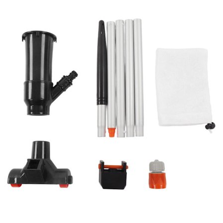 Pieni allasimuuri, kannettava lampi-imuri, jossa on 5-osainen alumiiniseosvarsi, nailonhieno verkko, kylpylään, porealtaaseen, musta EU-standardi