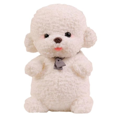 Bedårande hundplyschdocka Anti-rynkor Plyschmaterial Lämplig för barn Barn Baby(35cm Vit Sit)