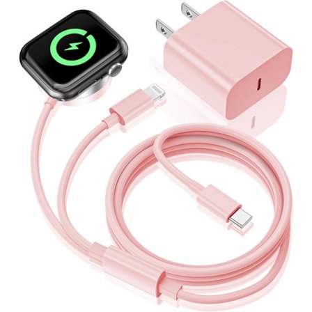 2025 Seneste Model Apple Watch Oplader, Opgraderet 2-i-1 USB C Hurtig iWatch Oplader [Apple MFi Certificeret] 1,8 m Magnetisk Opladerkabel med 15W