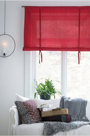 &Home - Roll up-gardin halvpanama - Röd - Julgardiner - 100 - Från Homeroom