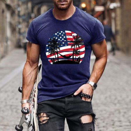 Herr Usa-flagga Printed T-shirt Kortärmade T-shirts