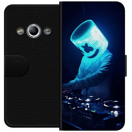 Kompatibel Tegnebogsetui til Samsung Galaxy Xcover 3 Elektronisk DJ-figur med en lysslidende hjelm og blå neonlys, futuristisk klubmiljø og intens e