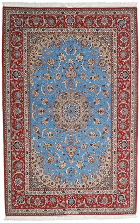 Isfahan Zijden Pool Vloerkleed 164X256 Rood/Grijs Wol, Perzië