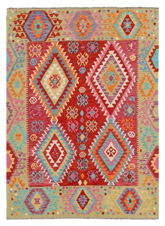 Kilim Afghan Old Style Rug 164X244 Dark Red/Brown Wool, Afghanistan