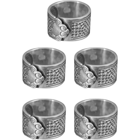 5 stk. fingerbøl til syning, fingerbeskytter i legering, robust fingerbøl til fingerspidser, fingerbøl til håndsyning til broderi