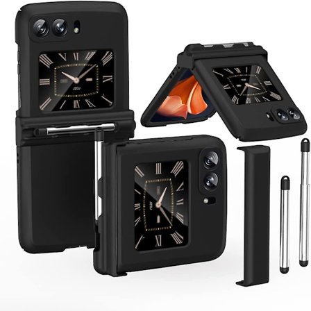 Case Compatible with Motorola Moto Razr 2022, Slim PC Case with Hinge Protection and S Pen Holder Black