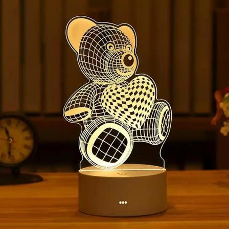 3d Lampa Akryl Led Nattljus Bordsbordslampa För Barn Födelsedagspresent Hem Juldekor Bear