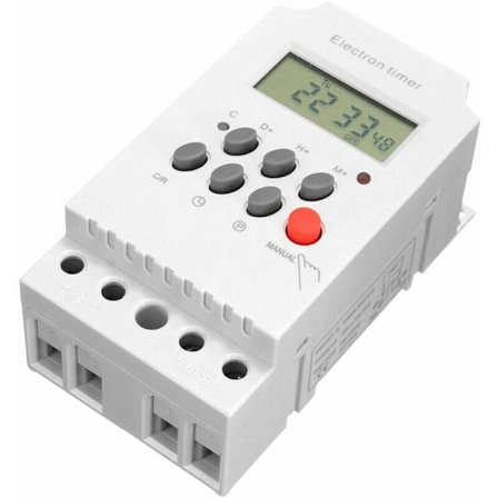 AC 220V 25A Digital Programmerbar Timer Din Skinne Elektronisk Timer Tidsur Kontakt med LCD Display Ur - Hvid
