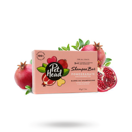 Pet Head - Pet Head Pomegranate 3-IN-1 Shampoo Bar 85g - Børster & Kammer, Sjampo & Balsam, Hårbånd & Hårstrikk på Doggie.no