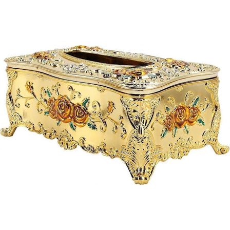 Dekorativ Kleenexboks Antikk Innredning for Soverom Kontor Kjøkken Baderom Gul Gull